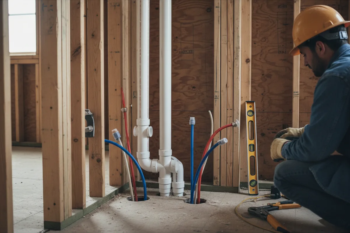 Drain and supply rough-in during Drain Cleaning in Four Lakes